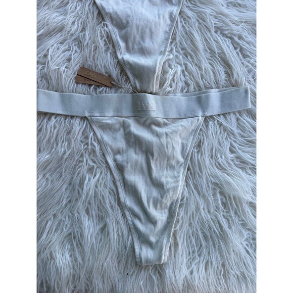 Skims Cotton Rib Thong Bundle Bone Size XL - Picture 3 of 9